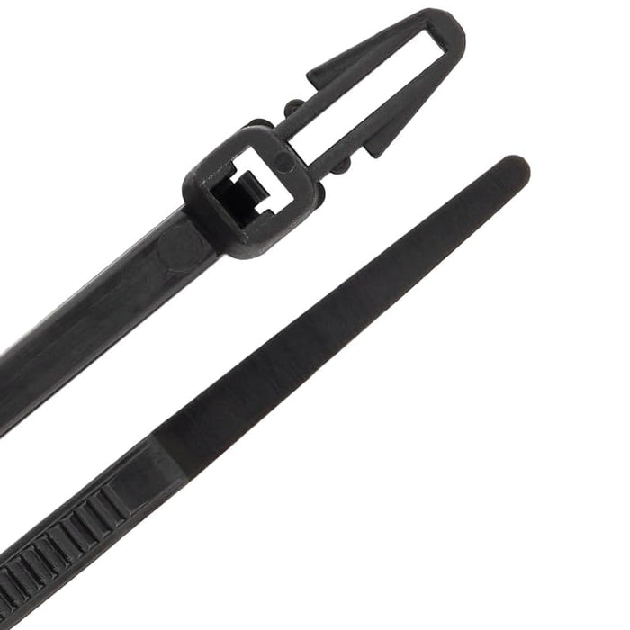 8 Inch - Push Mount Zip Ties - 50 Lbs Strength - 100 Pcs - Black