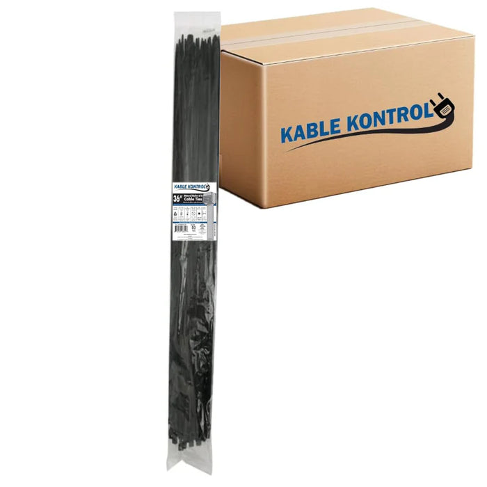 36 Inch - Zip Ties - UV Resistant Nylon - Black - 175 Lbs Strength - 500 Pcs - Bulk Zip Ties