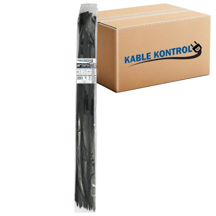 60 Inch - Zip Ties - UV Resistant Nylon - Black - 175 Lbs Strength - 500 Pcs - Bulk Zip Ties