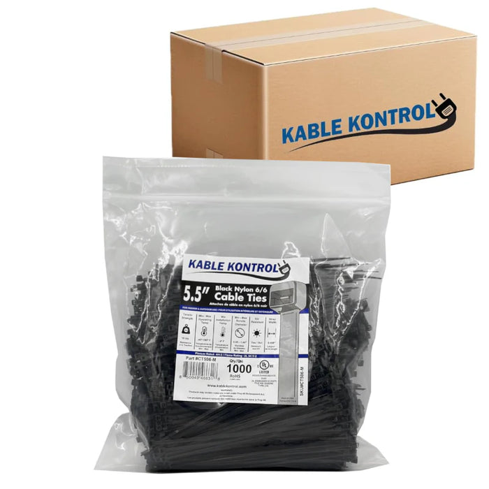 5.5 Inch - Zip Ties - UV Resistant Nylon - Black - 18 Lbs Strength - 30000 Pcs - Bulk Zip Ties