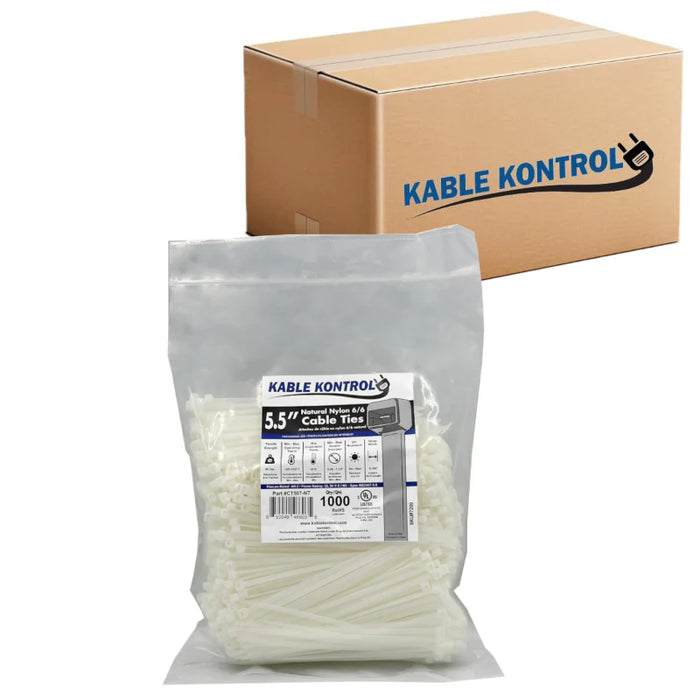 5.5 Inch - Zip Ties - Nylon - Natural - 40 Lbs Strength - 24000 Pcs - Bulk Zip Ties
