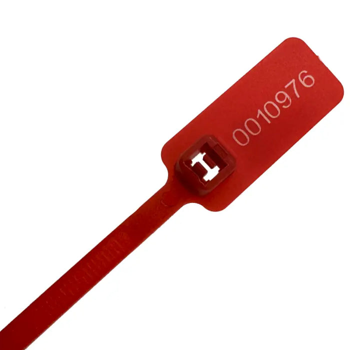 6 Inch - Serialized Flag Identification Zip Ties - Nylon - Red - 60 Lbs Strength - 100 Pcs