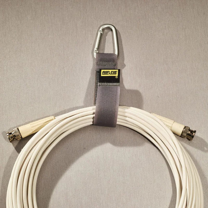 Rip-Tie® Silver Triangle Carabiner Hook And Loop Strap - 6" L x 1" W - Nylon - Yellow