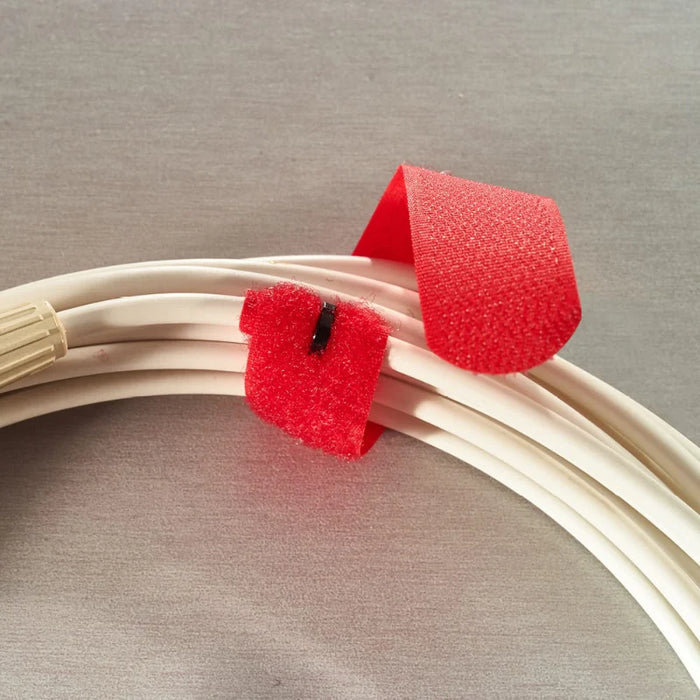 Rip-Tie® EconoWrap With Nylon Tie Hook and Loop Strap - 5" L x 3/4" W - Nylon - Red