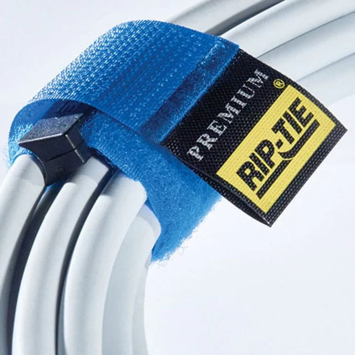 Rip-Tie® Rip-Lock CableWrap Hook and Loop Strap - 3.5" L x 1" W - Nylon - Blue