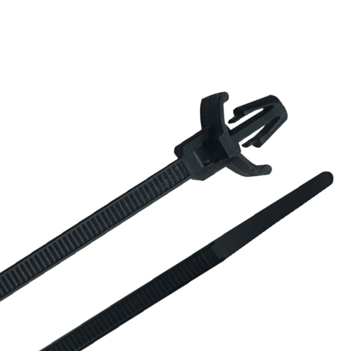 4 Inch - Wing Push Mount Zip Ties - 18 Lbs Strength - 100 Pcs - Black