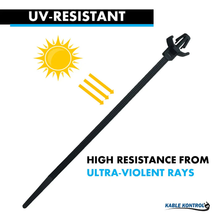 6 Inch - Wing Push Mount Zip Ties - 50 Lbs Strength - 100 Pcs - Black