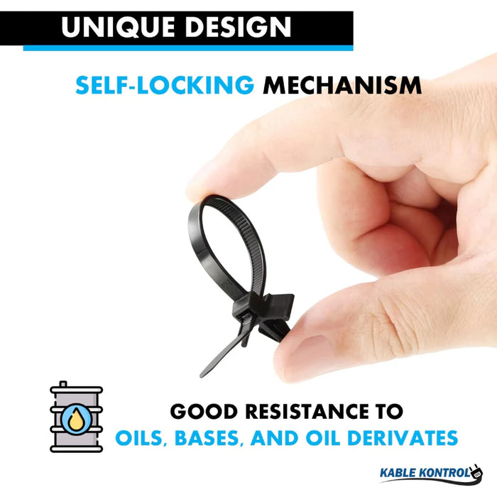 6 Inch - Wing Push Mount Zip Ties - 50 Lbs Strength - 100 Pcs - Black