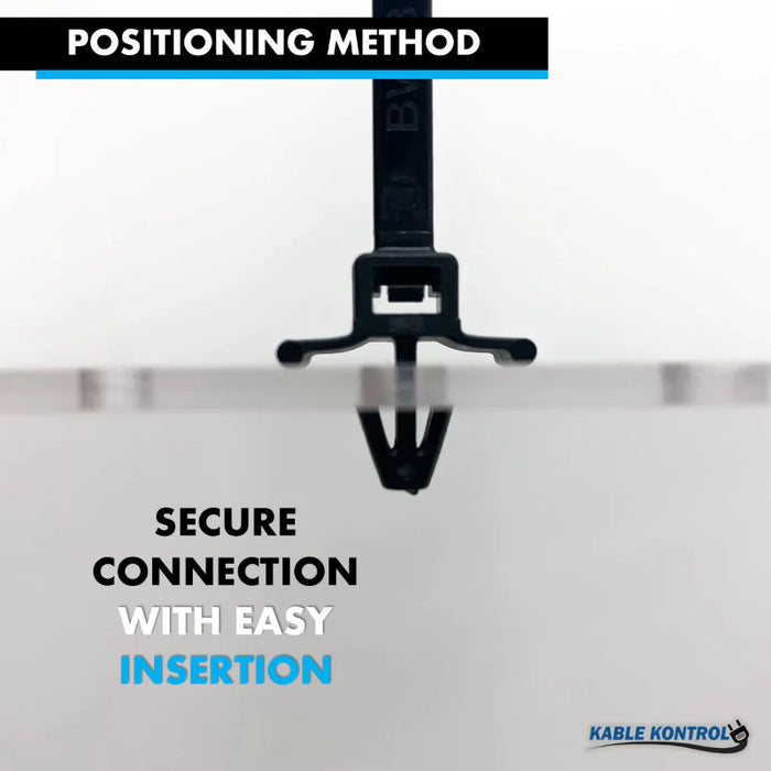 6 Inch - Wing Push Mount Zip Ties - 50 Lbs Strength - 100 Pcs - Black