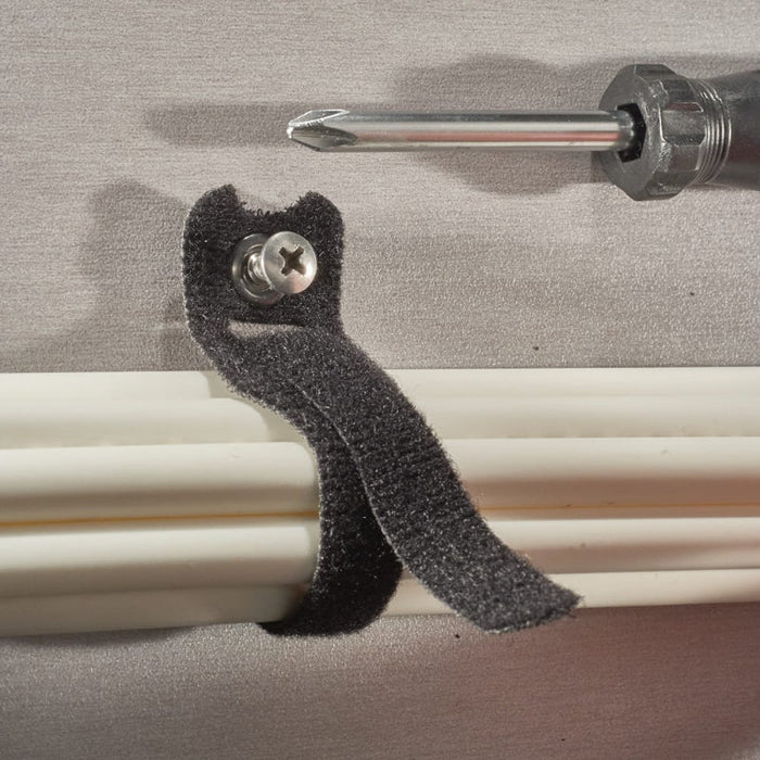 Rip-Tie® Lite Screw Mount with Grommet Hook and Loop Strap - 8" L x 1/2" W - Nylon - Black