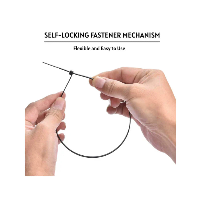 20 Inch - Zip Ties - UV Resistant Nylon - Black - 300 Lbs Strength - 100 Pcs