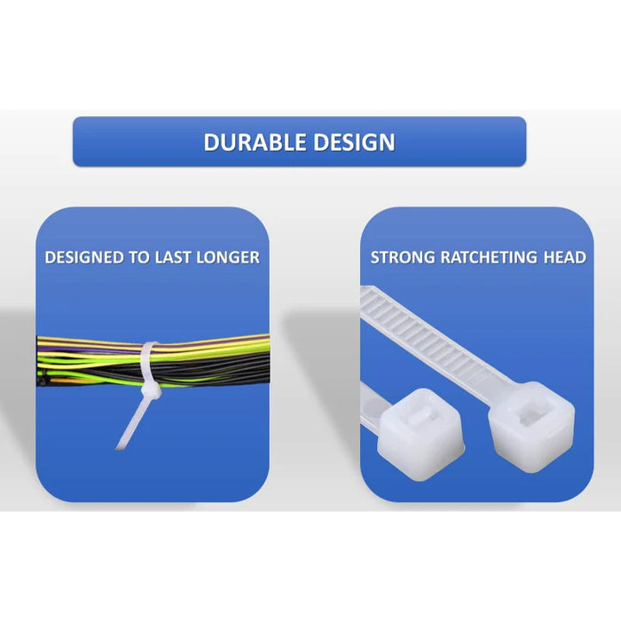 20 Inch - Zip Ties - Nylon - Natural - 300 Lbs Strength - 100 Pcs