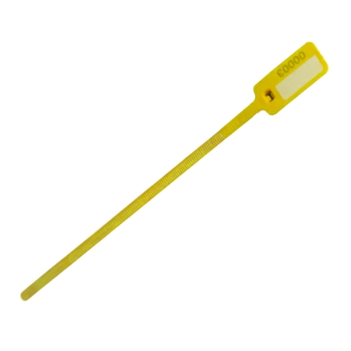 6 Inch - Serial Numbered Write On Flag Zip Tie Tags - Yellow - 100 Pcs Pack