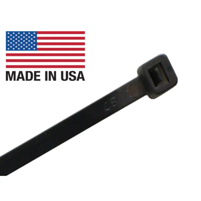 4.12 Inch - USA Made Zip Ties - UV Resistant Nylon - Black - 18 Lbs Strength - 100 Pcs
