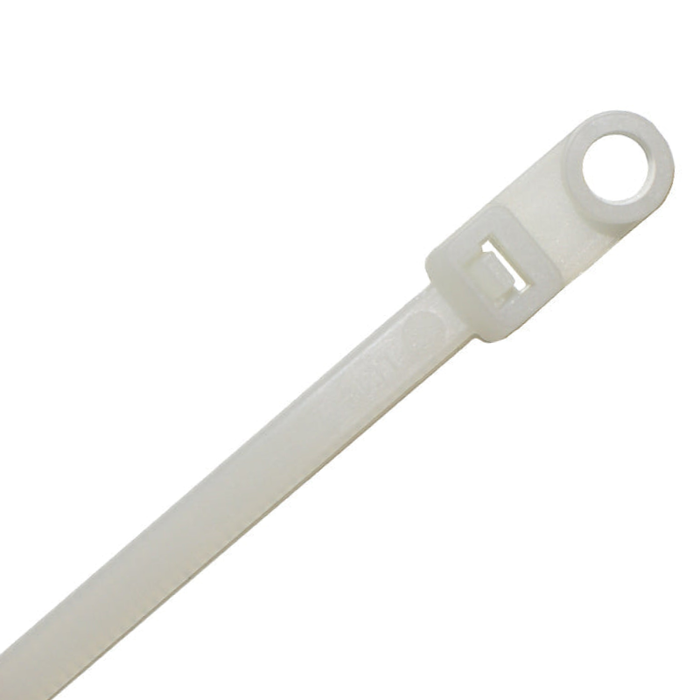 7 Inch - Screw Mount Zip Ties - Natural - 50 Lbs Strength - 100 Pcs