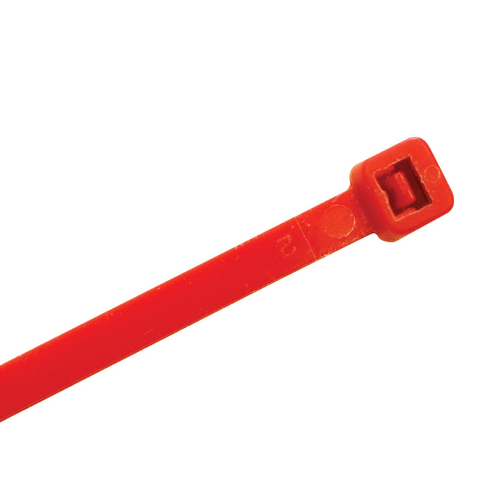 8 Inch - Color Zip Ties - Nylon - Red - 50 Lbs Strength - 100 Pcs