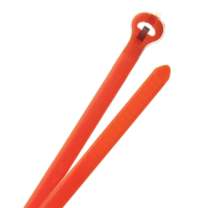 4 Inch - Metal Barb Zip Ties - Nylon - Orange - 30 Lbs Strength - 1000 Pcs