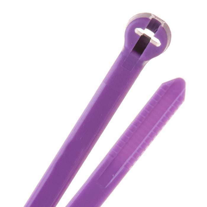 8 Inch - Metal Barb Zip Ties - Nylon - Purple - 50 Lbs Strength - 1000 Pcs