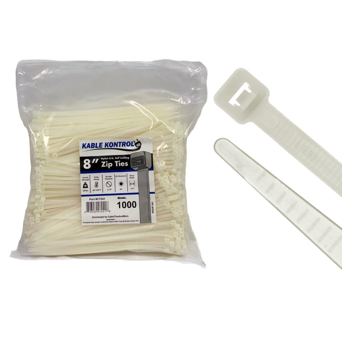 kable-kontrol-cable-zip-ties-8-inch-natural-nylon-40-lbs-tensile-strength-1000-pack