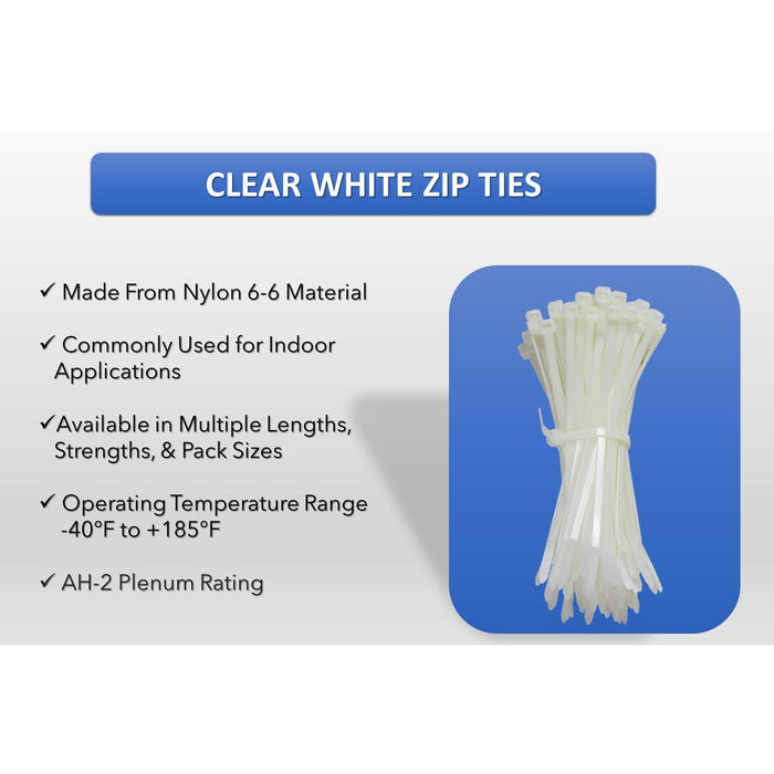 Kable Kontrol® Cable Zip Ties 5.5" Inch - Natural Nylon - 4 Lbs Tensile Strength - 1 Pcs Pack