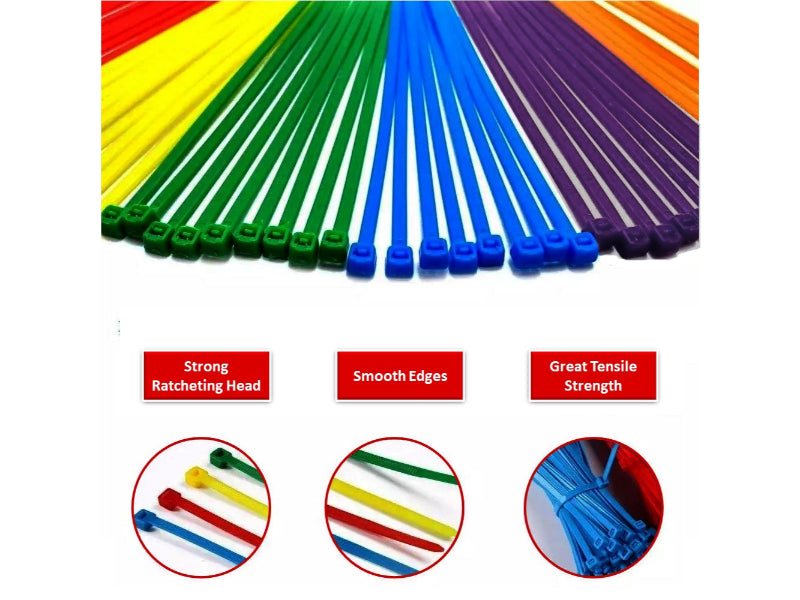8 Inch - Color Zip Ties - Nylon - Fluorescent Pink - 50 Lbs Strength - 100 Pcs
