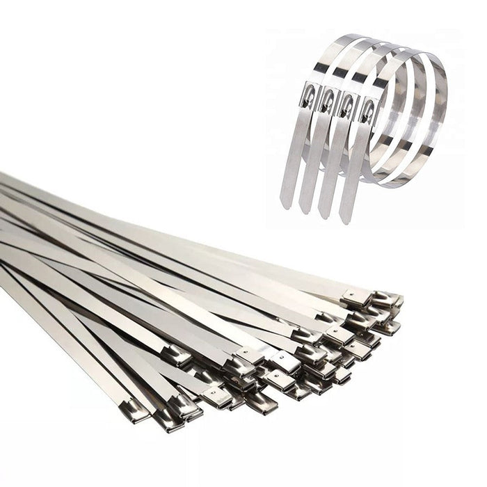 Kable Kontrol® Stainless Steel Metal Zip Ties 8" Inch - 200 Lbs Tensile Strength - 100 Pcs Pack