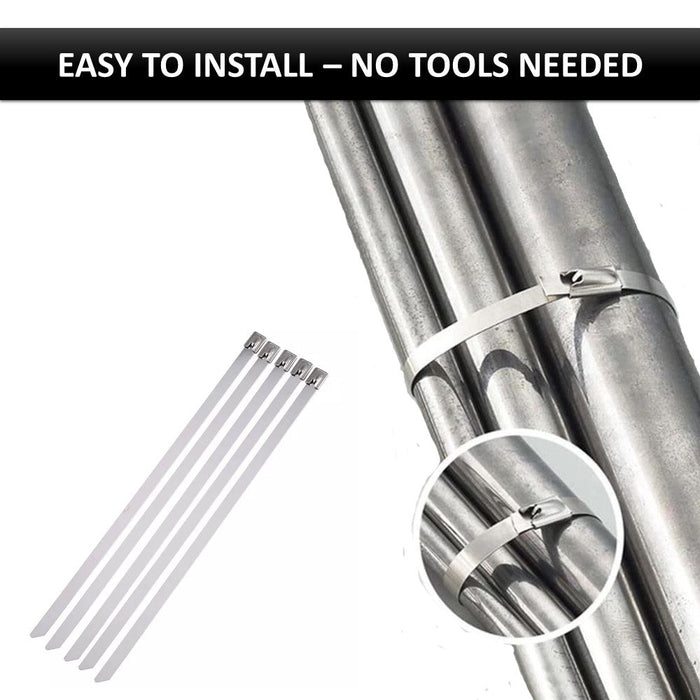 Kable Kontrol® Stainless Steel Metal Zip Ties 5" Inch - 200 Lbs Tensile Strength - 100 Pcs Pack