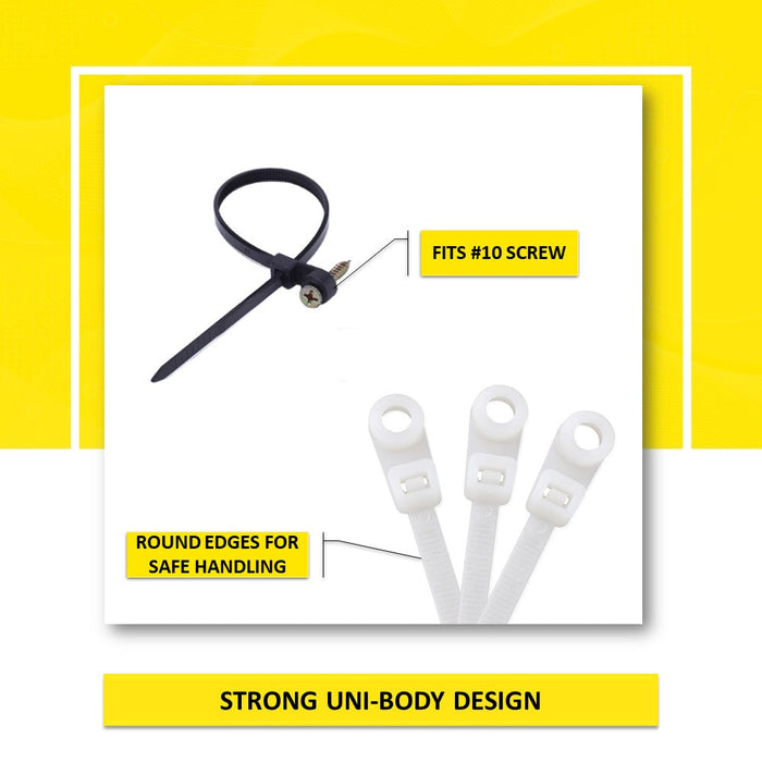 Kable Kontrol® Screw Mount Cable Ties 5" Inch - 4 Lbs Tensile Strength - UV Resistant - Black - 1 Pcs Pack