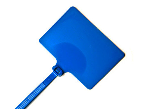 Write On Zip Tie Tags 2 Inch x 3 inch Flag Top 9 Inch Long 100 pc Blue