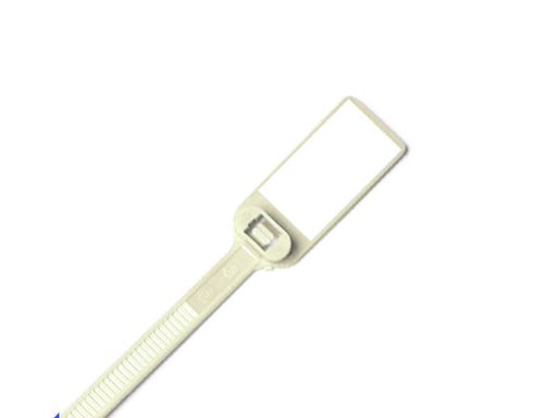 Write On Zip Tie Tag 6 Inch 1.1/4 Inch x 5/8 Inch Flag Size 100 pc Ivory