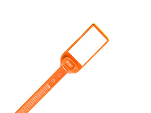 Write On Zip Tie Tag 6 Inch 1.1/4 Inch x 5/8 Inch Flag Size 100 pc Orange