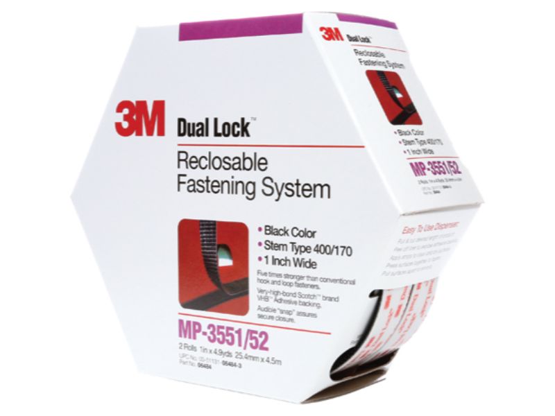 3M Dual Lock Mini Pack Acrylic Adhesive Fasteners 1 Inch Wide x 15 Feet Long 400 / 170 Stems per Inch Black 5 pcs