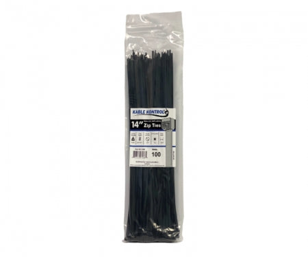 Kable Kontrol® Cable Zip Ties 14" Inch - Black - UV Resistant Nylon - 50 Lbs Tensile Strength