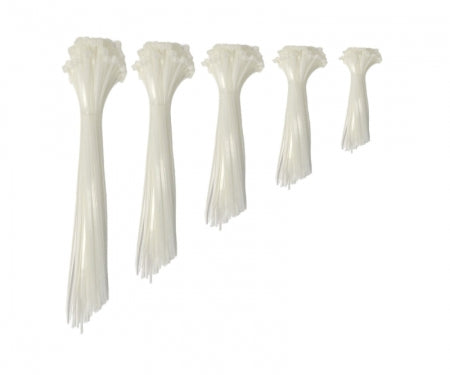 Assorted Sizes Zip Ties Kit - Nylon - Natural Clear - 500 Pcs