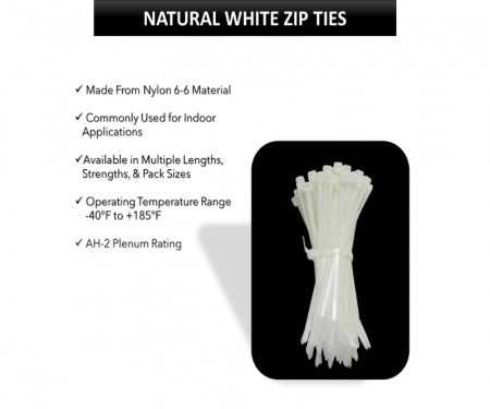 Assorted Sizes Zip Ties Kit - Nylon - Natural Clear - 500 Pcs
