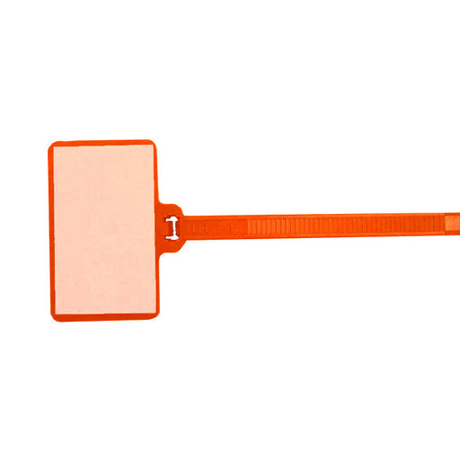 Write On Zip Tie Tags 6 Inch 1.7/8 Inch x 1.1/8 Inch Flag Size 100 pc Orange