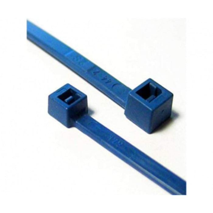 8 Inch - Metal Detectable Zip Ties - Blue - 40 Lbs Strength - 100 Pcs