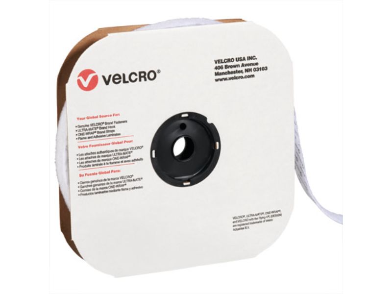 VELCRO Individual Loop Tape Strips 1/2 Inch W x 75 Feet Long White