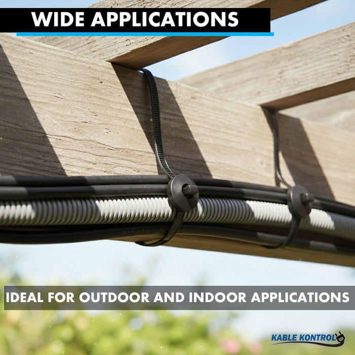 8 Inch - Button Head Zip Ties - UV Resistant Nylon - Black - 120 Lbs Strength - 100 Pcs