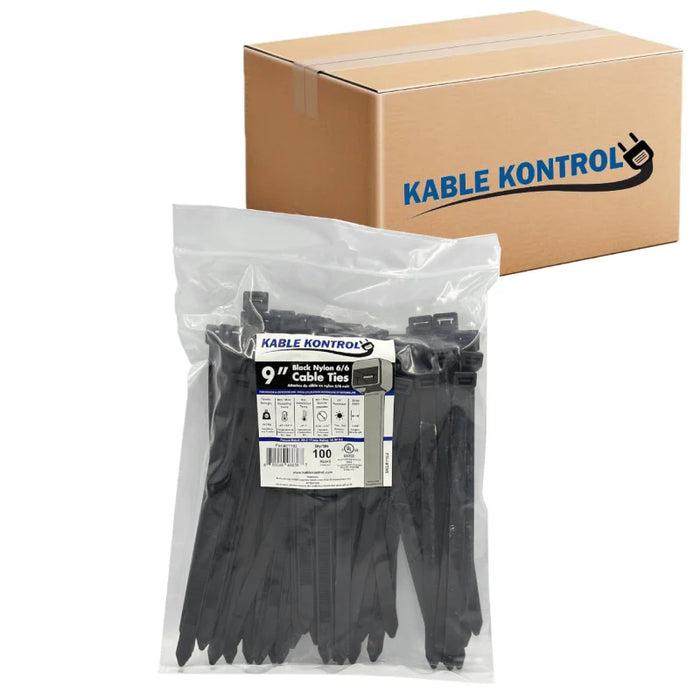 9 Inch - Zip Ties - UV Resistant Nylon - Black - 250 Lbs Strength - 2000 Pcs - Bulk Zip Ties