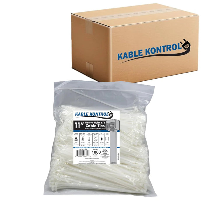 11 Inch - Zip Ties - Nylon - Natural - 50 Lbs Strength - 8000 Pcs - Bulk Zip Ties