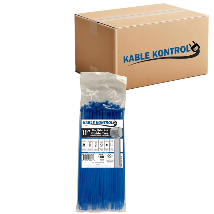 11 Inch - Color Zip Ties - Nylon - Blue - 50 Lbs Strength - 800 Pcs - Bulk Zip Ties