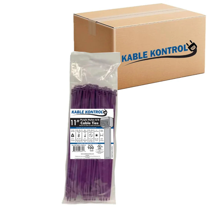 11 Inch - Color Zip Ties - Nylon - Purple - 50 Lbs Strength - 8000 Pcs - Bulk Zip Ties