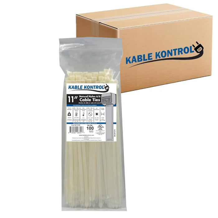 11 Inch - Zip Ties - Nylon - Natural - 120 Lbs Strength - 4500 Pcs - Bulk Zip Ties