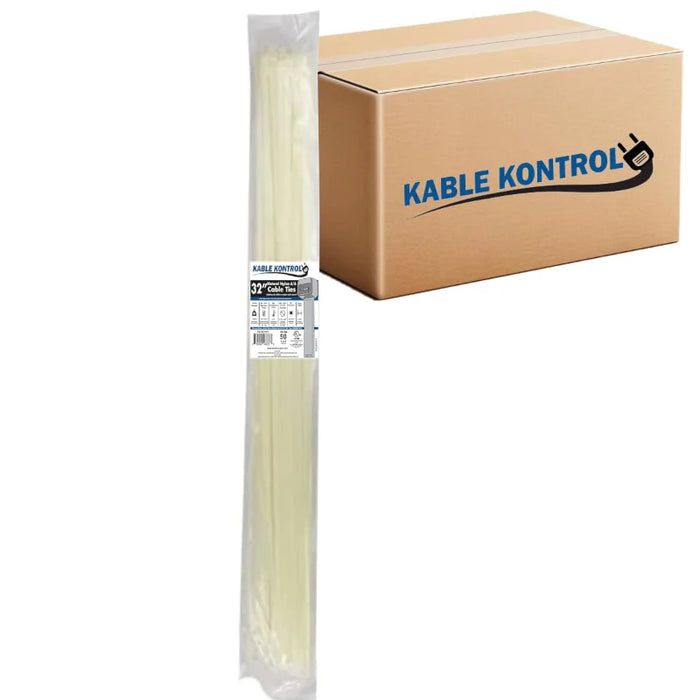 32 Inch - Zip Ties - Nylon - Natural - 175 Lbs Strength - 500 Pcs - Bulk Zip Ties