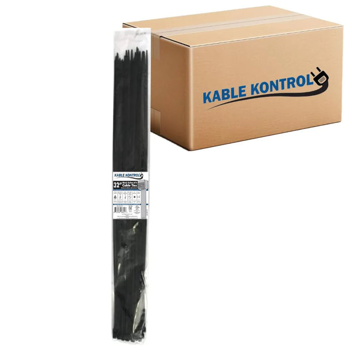 32 Inch - Zip Ties - UV Resistant Nylon - Black - 175 Lbs Strength - 500 Pcs - Bulk Zip Ties