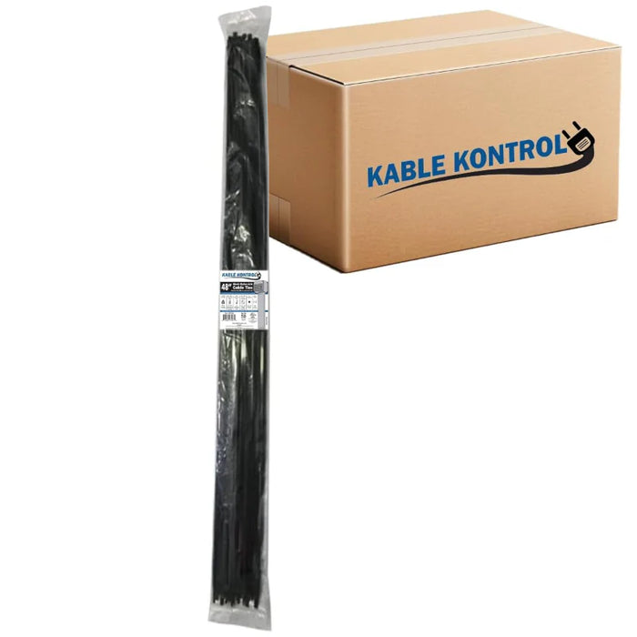 48 Inch - Zip Ties - UV Resistant Nylon - Black - 175 Lbs Strength - 500 Pcs - Bulk Zip Ties