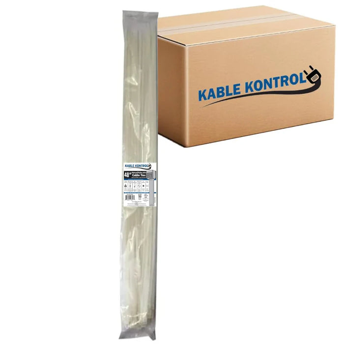 48 Inch - Zip Ties - Nylon - Natural - 175 Lbs Strength - 500 Pcs - Bulk Zip Ties