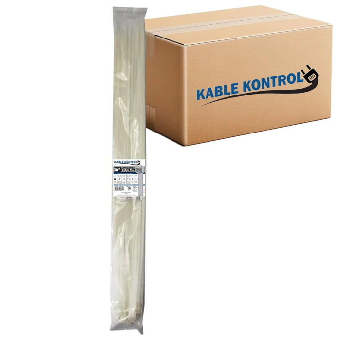 36 Inch - Zip Ties - Nylon - Natural - 175 Lbs Strength - 500 Pcs - Bulk Zip Ties