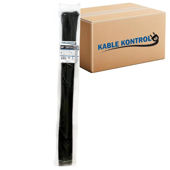 36 Inch - Zip Ties - UV Resistant Nylon - Black - 50 Lbs Strength - 1000 Pcs - Bulk Zip Ties